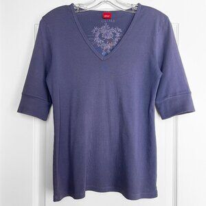 Glima Soft Blue Elbow Length Sleeve Top